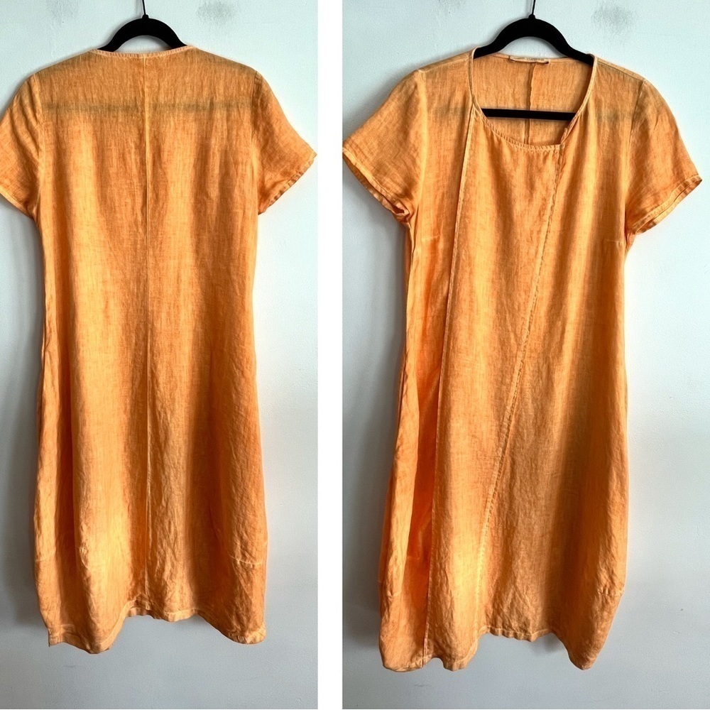 Elemente Clemente Eco fashion Lagenlook Linen Acid Wash Dress with pockets